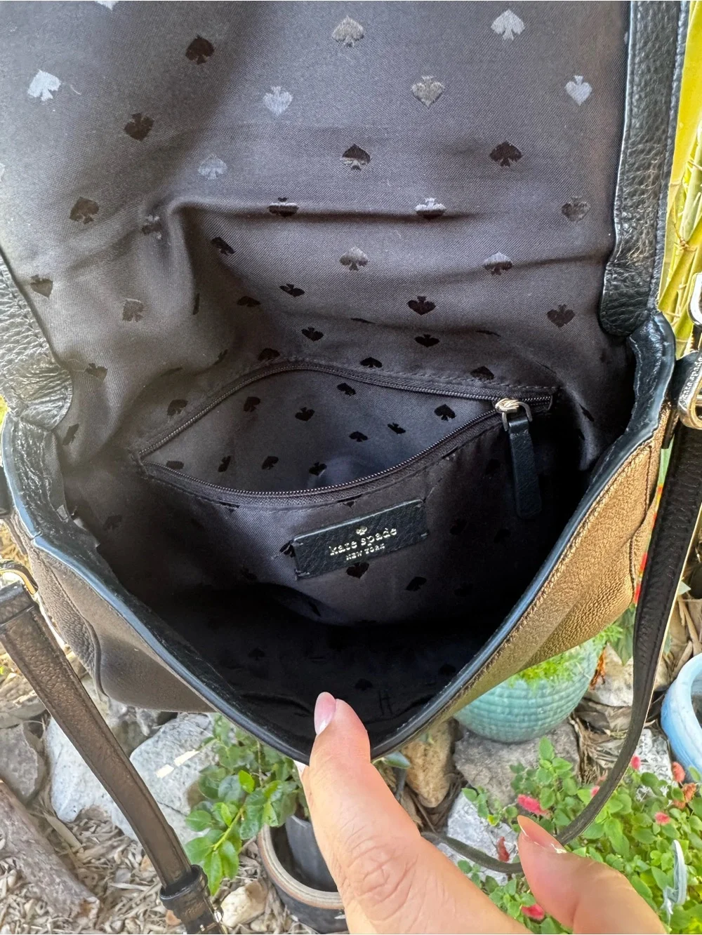kate spade Black Pebbled Leather Crossbody with Gold Hardware